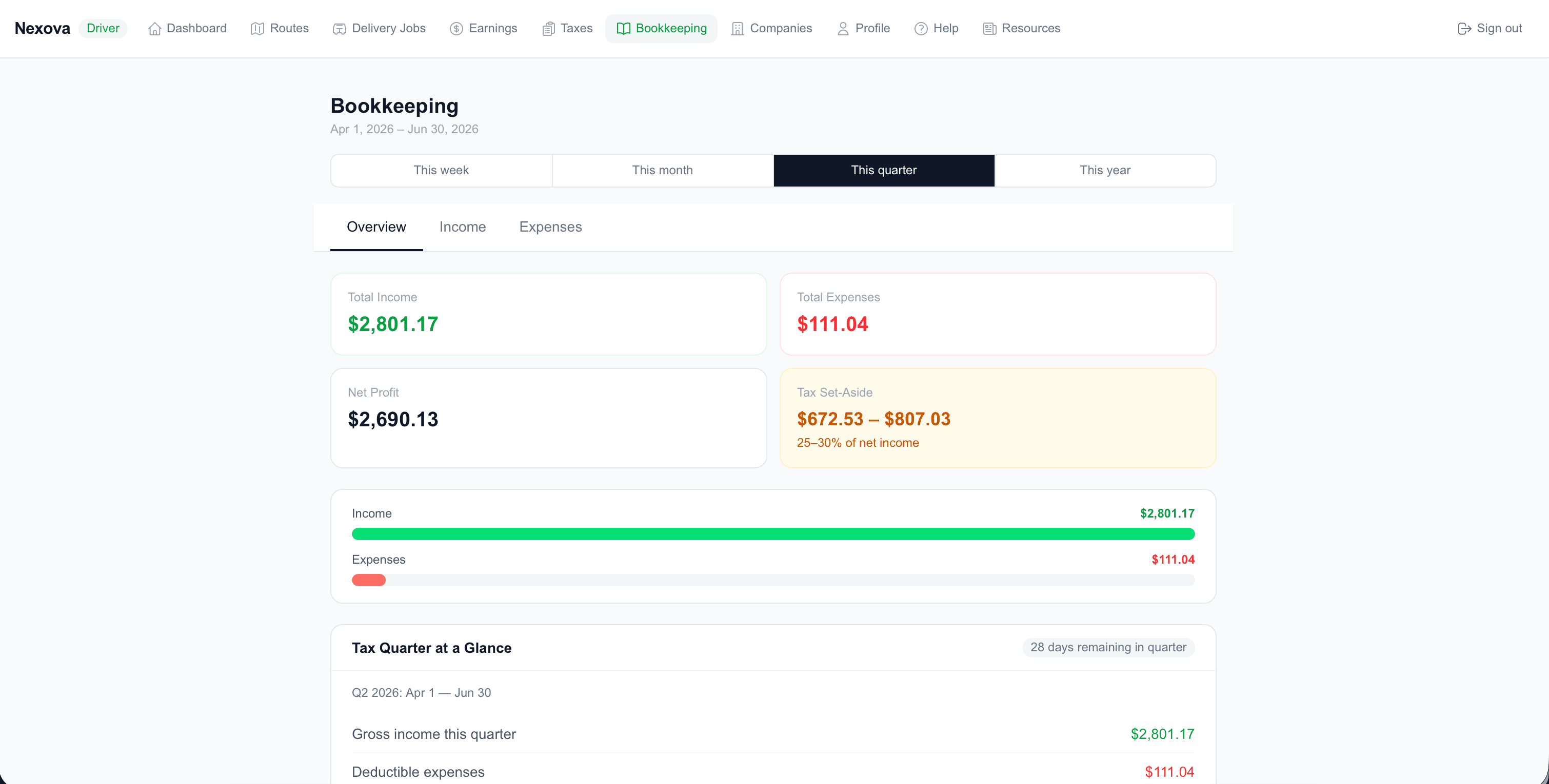 ๐ Bookkeeping โ income, expenses & tax set-aside built in